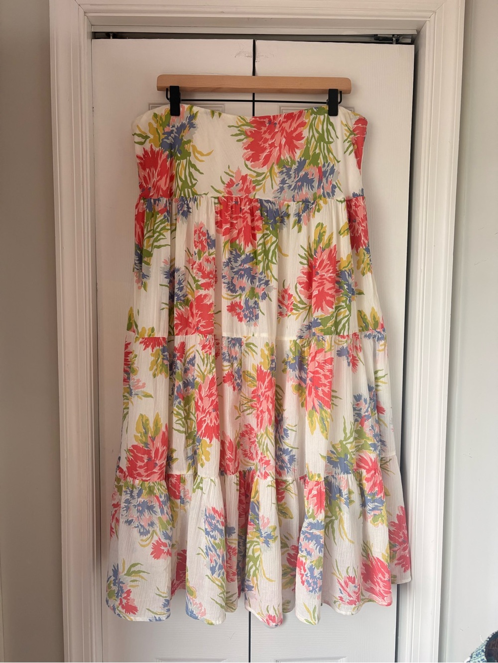 Chaps 100% Cotton Floral Tiered Maxi Skirt - Picture 4 of 7